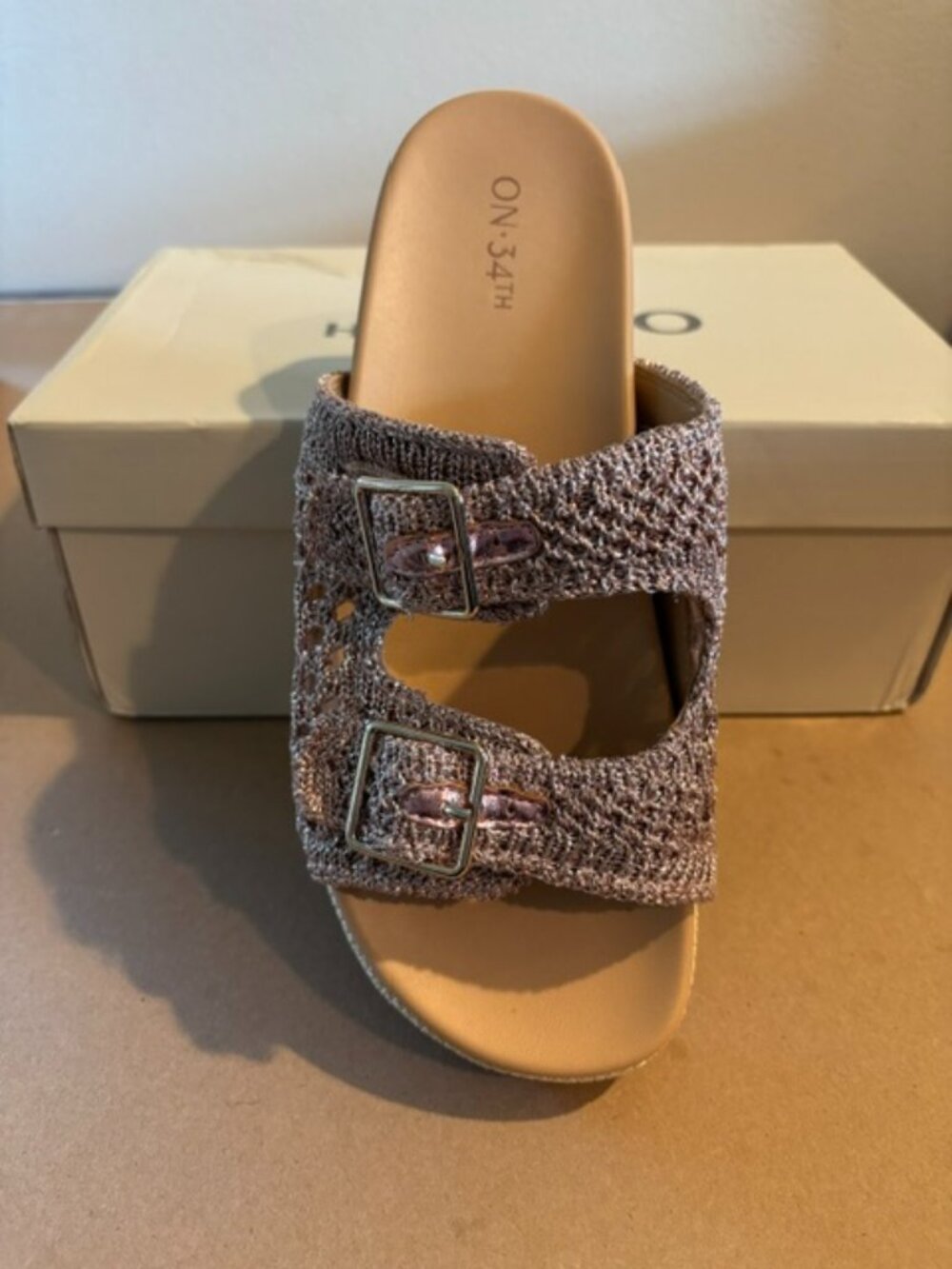 On 34th Women's Sandals Size 8.5M Mesh Upper Copper/Pinkish Rubber Outsoles NEW